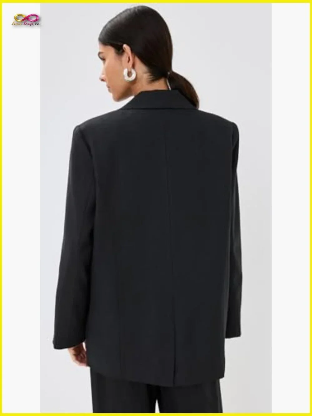 Relaxed Fit Linen Blend Blazer Minimalist Casual Oversized Chic Double Breasted